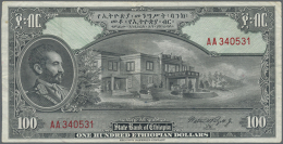 100 Dollars ND(1945) P. 16c, Used With 3 Vertical Folds And Handling In Paper, No Holes Or Tears, Condition: VF-.... - Ethiopia