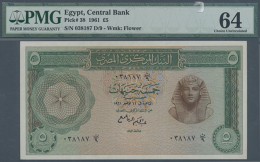 Egypt: 5 Pounds 1961 P. 38, PMG Graded 64 Coice Uncirculated. (D) - Egypt