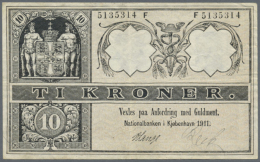 10 Kroner 1911, P.7, Highly Rare Note In Very Nice Condition With Bright Colors, Slightly Stained Paper And Several... - Denmark