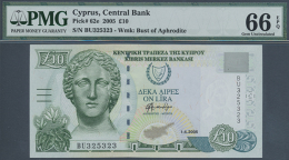 10 Pounda 2005 P. 62e, PMG Graded 66 GEM UNC EPQ. (D) - Cyprus