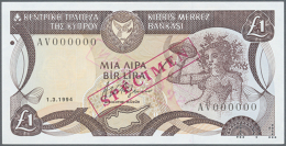 1 Pound 1994 Specimen P. 53cs With Specimen Number Perforation 101 At Lower Right, Red Stamp Specimen And Zero... - Cyprus