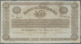 10 Pesos 1873 P. S833b, Used With Light Folds In Paper But Without Holes Or Tears, Some Light Stain, Still... - Colombia