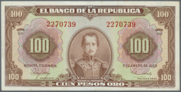 100 Pesos 1953 P. 394, In Condition: AUNC. (R) - Colombia