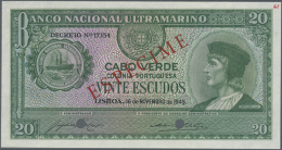 20 Escudos 1945 Specimen P. 43s, 2 Cancellation Holes, Especime Overprint, No Serial Numbers And Specimen Number... - Cape Verde