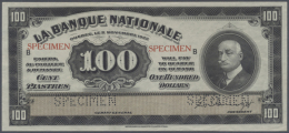 100 Dollars / 100 Piastres 1922 Specimen P. S875s Issued By "La Banque Nationale" With Two "Specimen" Perforations,... - Canada