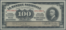 La Banque Nationale 100 Dollars 1922 SPECIMEN, P.S875s In Perfect Condition, Slightly Wavy Paper At Left Border,... - Canada