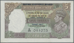 5 Rupees ND P. 31, 2 Pinholes, Crisp Orignal Paper, No Tears, 2 Dints At Lower Border, Condition: AUNC. (D) - Myanmar