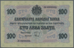 100 Gold Leva ND(1916), P.20a, Very Nice Looking Note With Vertical Fold At Center, Some Other Minor Creases And... - Bulgaria