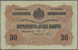 50 Gold Leva ND(1916), P.19 In Used Condition With Small Tears At Left Border And Lower Margin And Tiny Pinholes At... - Bulgaria