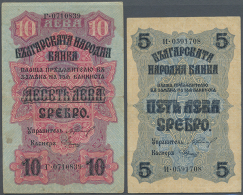 Set Of 2 Notes Containing 5 And 10 Leva ND(1916) P. 16a, 17a, Both In Condition: F. (2 Pcs) (D) - Bulgaria