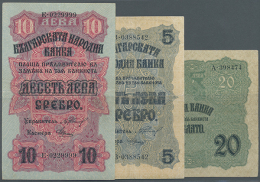 Set With 3 Banknotes 5 And 10 Silver Leva ND(1916 And 20 Gold Leva ND(1916), P.16-18, All In Nice Looking... - Bulgaria