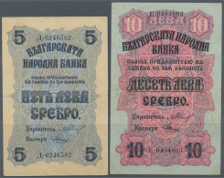 Set Of 2 Notes Containing 5 And 10 Leva ND(1916) Silver Issue, Both With Folds But Without Holes Or Tears, Still... - Bulgaria