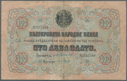 100 Gold Leva ND(1906) With Signatures: Chakalov & Venkov, P.11d With A Number Of Folds, Stained Paper And... - Bulgaria