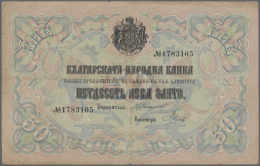 50 Leva ND(1907) P. 10d, Several Center Folds, Horizontal Folds And Minor Border Tears, Still Nice Colors,... - Bulgaria