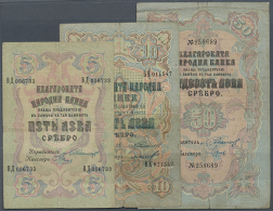 Set With 3 Banknotes "Silver Issues" ND(1904-09) With 5, 10 And 50 Silver Leva, P.2b, 3c And 4b. All 3 Notes In... - Bulgaria