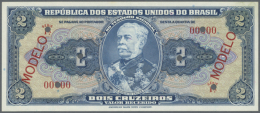 2 Cruzeiros ND(1954-58) Specimen, P.151as With Red Ovpt. "Modelo" In Perfect UNC Condition (D) - Brazil