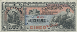 5000 Reis ND(1890-1925) SPECIMEN P. 18vs With Red Speicmen Overprint, Zero Serial Numbers And Two Hole Cancellation... - Brazil