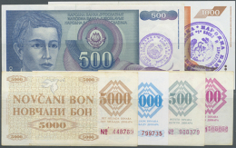 Set With 6 Banknotes Series 1992/93 Including The Stamped Issues 500 And 1000 Dinara P.1 And 2, As Well As Pick 6g,... - Bosnia And Herzegovina