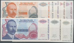 Republika Srpska, Banja Luka Region Set With 8 Banknotes Series 1993 From 5000-10.000.000.000 Dinara, P.149-156,... - Bosnia And Herzegovina