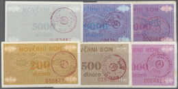 Set With 6 NovÄani Bon (Banknote Voucher) From 200 - 20.000 Dinara, All With Handstamps Of Different Cities, P.48,... - Bosnia And Herzegovina