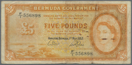 5 Pounds 1957, P.21bin Used Condition With Several Folds, Yellowed Paper And Rusty Stains At Center. Condition:... - Bermudas