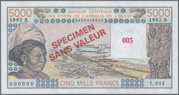 5000 Francs 1992 Specimen P. 208Bs (W.A.S.) In Condition: UNC. (D) - Belize