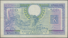 500 Francs - 100 Belgas 1943 P. 124, Horizotal Fold, Light Creases At Borders, No Holes, Still Very Crisp With... - Other & Unclassified