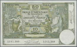 50 Francs - 10 Belgas 1927 P. 99, Rare Note, Light Center Fold, Light Corner Folding, 4mm Tear At Lower Border,... - Other & Unclassified