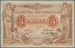 5 Francs 1914 P. 74a, Used With Center Fold And Creases In Paper, No Holes But One 4mm Tear, Condition: F. (D) - Other & Unclassified