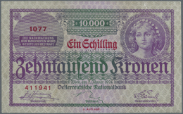 Austria: 1 Schilling = 10.000 Kronen 1924 With Specimen Perforation P. 177s, Never Folded But A 3mm Tear At Upper... - Austria