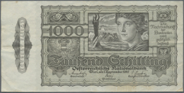 1000 Schilling 1947 P. 125, Stronger Center Fold, Light Vertical Fold, Slight Stain At Lower Right On Back,... - Austria