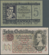 Set Of 2 Notes Containing 5 Schilling 1945 P. 121 (aUNC) And 10 Schilling 1946 P. 122 (F), Nice Set. (2 Pcs) (D) - Austria