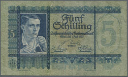 5 Schilling 1927 P. 93, Early Issue, 3 Vertical And One Horizontal Fold, Handling In Paper, No Holes, No Tears, No... - Austria