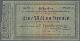 1.000.000 Kronen 1922 P. 82s With "Muster" Perforation At Center, Highly Rare Banknote Issue, With A Stronger... - Austria