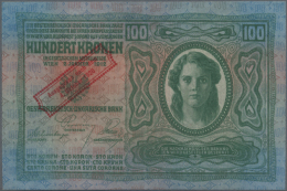 100 Kronen 1920 P. 47 Stamped On 100 Kronen 1912, Only A Light Center Fold, A Dint At Upper Corner, No Holes Or... - Austria