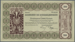 2000 Kronen 1914 P. 27, Very Rare Issue, Folded In Center And Horizontally, Light Dints Overall In Paper, No Holes... - Austria