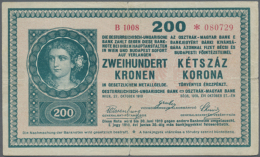 200 Kronen 1918 P. 24, Three Vertical And One Horizontal Fold, Stronger Center Fold, No Holes, No Repairs, Original... - Austria