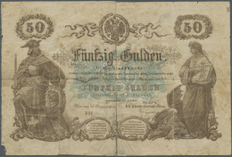 50 Gulden Staatsnote 1866 Contemporary Forgery Like P.A152 In Well Worn Condition With Stained Paper, Many Tears... - Austria