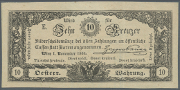 10 Kreuzer 1860 P. A95, One Light Fold, A Piece Of Sticker At Upper Right, No Tears, Original Paper, Condition: VF... - Austria