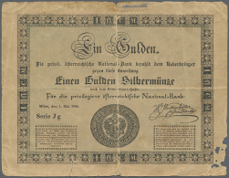 1 Gulden Silbermünze 1848, P.A79, Highly Rare Note In Well Worn Condition With Many Folds, Several Tears And... - Austria