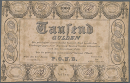 1000 Gulden 1825 P. A67b FORMULAR, 3 Vertical Folds, Several Stain Dots In Paper, Corner Folds, No Holes Or Tears,... - Austria