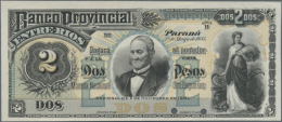 2 Pesos 1881 PROOF P. S268p Printed Without Serial Numbers And Signatures, 2 Cancellation Holes At Lower Border,... - Argentina