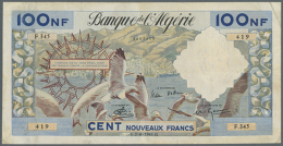 100 Nouveaux Francs 1961 P. 121b, Strong Paper, Original Colors, 2 Small Holes, No Tears, Condition: F. (D) - Algeria