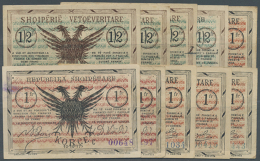 Set Of 10 Banknotes Containing 3x 1/2 Frange 1917 P. S141 Series "A" (1x VF, 2x F), 1/2 Frange 1917 P. S145 Series... - Albania