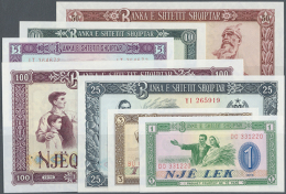 Set Of 7 Banknotes Containing 1, 3, 5, 10, 25, 50 And 100 Leke 1964-76, P. 36,38,40,41,42,44,46, The P. 38 Is AUNC,... - Albania