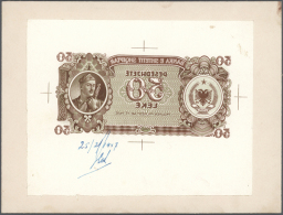 Very Rare Proof Prints From The Printing Works Of The 50 Leva 1947 P. 20(p) Banknote, Front And Back Seperatly... - Albania