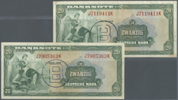 2 Banknoten Zu 20 DM Serie 1948 Mit "B" Stempel, Ro.241a, Beide In Leicht Gebrauchter Bis Gebrauchter Erhaltung Mit... - Other & Unclassified