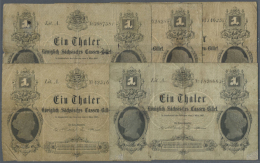 Lot Mit 5 Banknoten Zu 1 Thaler Königlich Sächsisches Cassen-Billet 1867, PiRi A396, Alle In Gebrauchter... - Other & Unclassified