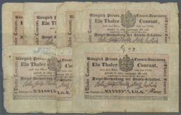 Haupt Verwaltung Der Staats Schulden, Berlin Set Mit 5 Banknoten Zu 1 Thaler Courant 1824, PiRi A208, Alle Noten In... - Other & Unclassified