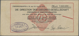 Friedrichshafen, Zahnradfabrik AG, 1 Mio. Mark, 23.8.1923, Sämisches Papier, Erh. III, Datum Bei Karau Nicht... - Other & Unclassified